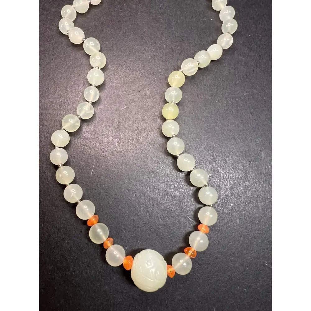 NEW serpentine and carnelian necklace with sterling silver clasp